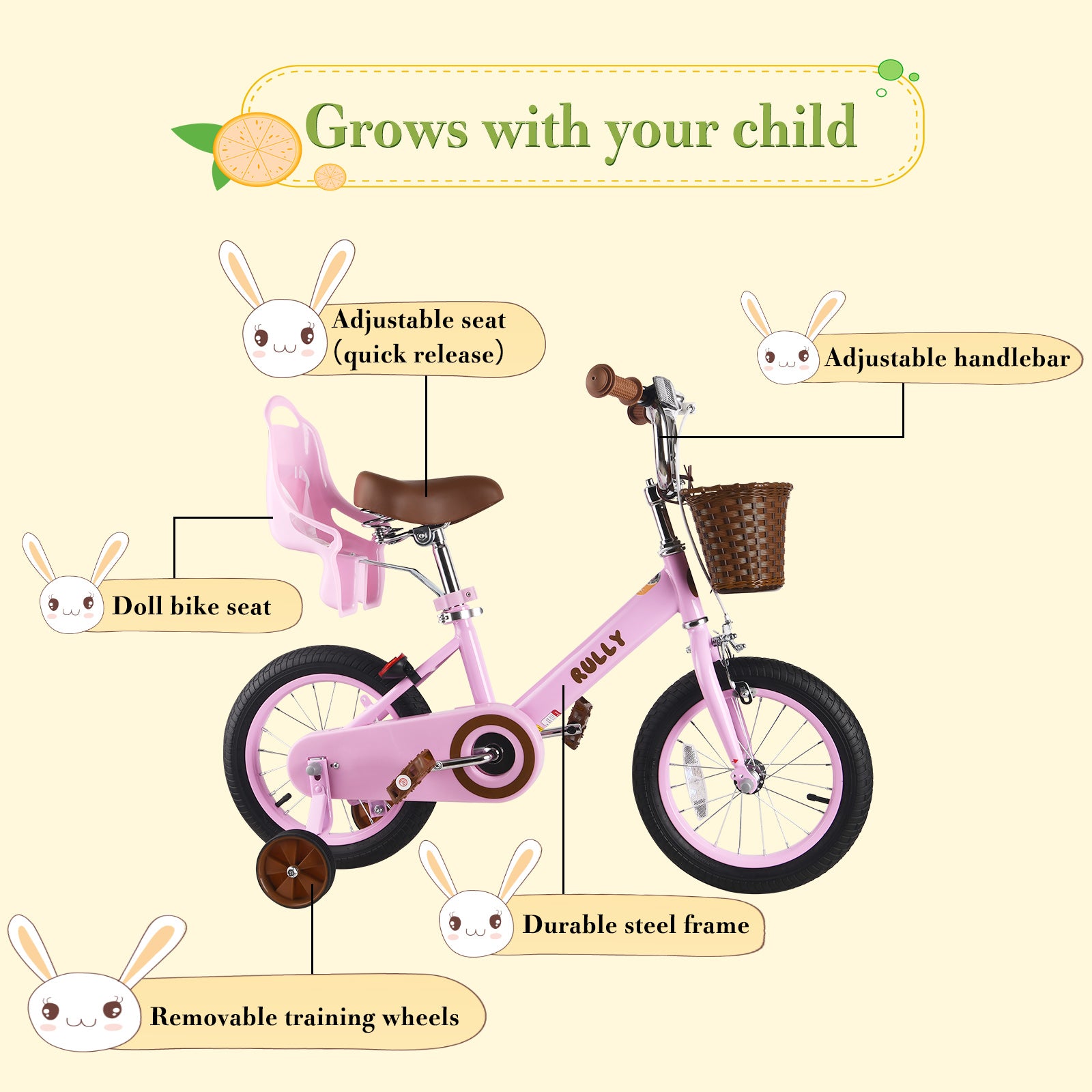 RULLY Retro Kids Bike, Pink