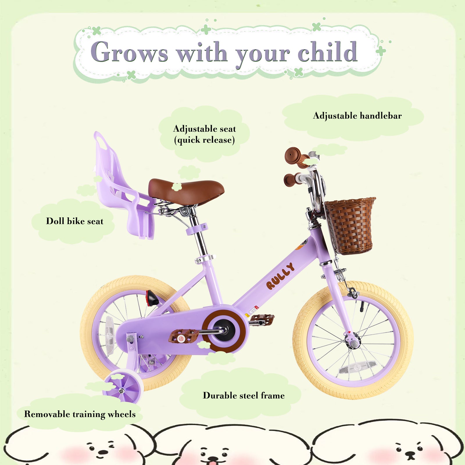 RULLY Retro Kids Bike, Purple