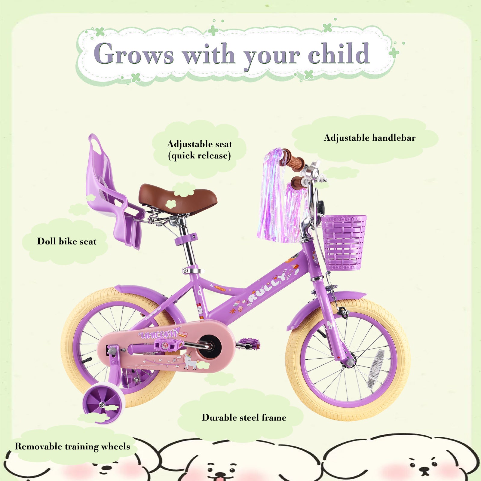 Rully Princess Kids Bike, Purple