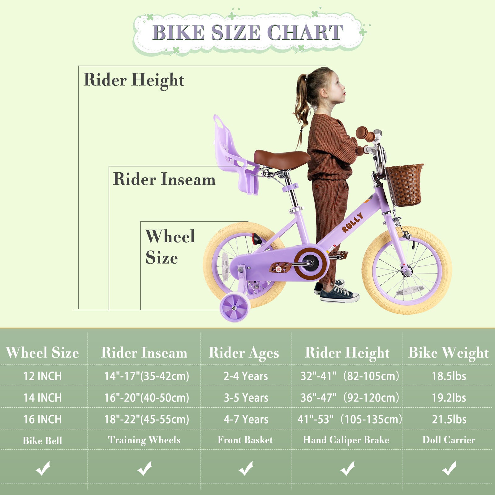 RULLY Retro Kids Bike, Purple