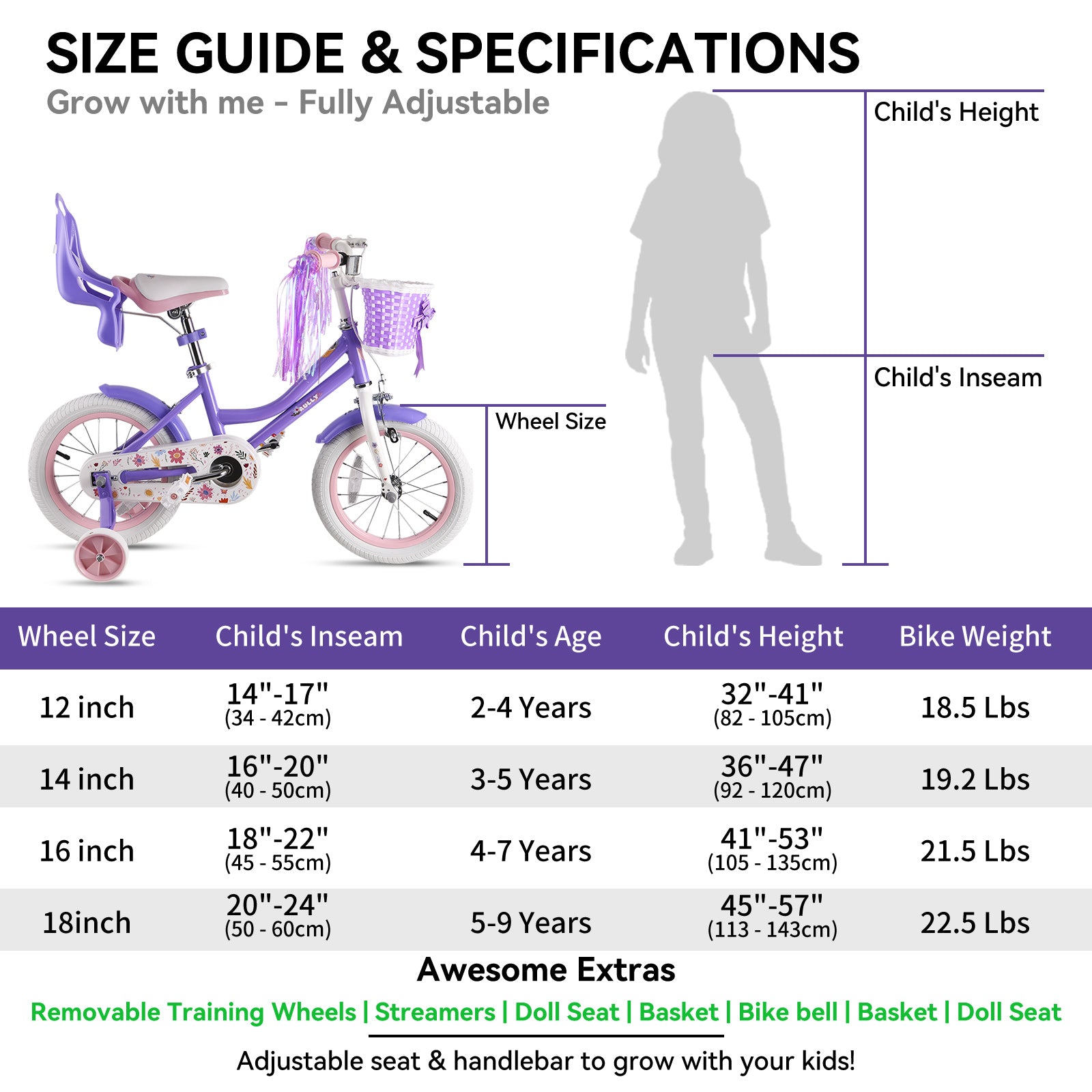 Rully Dasiy Kids Bike, Purple