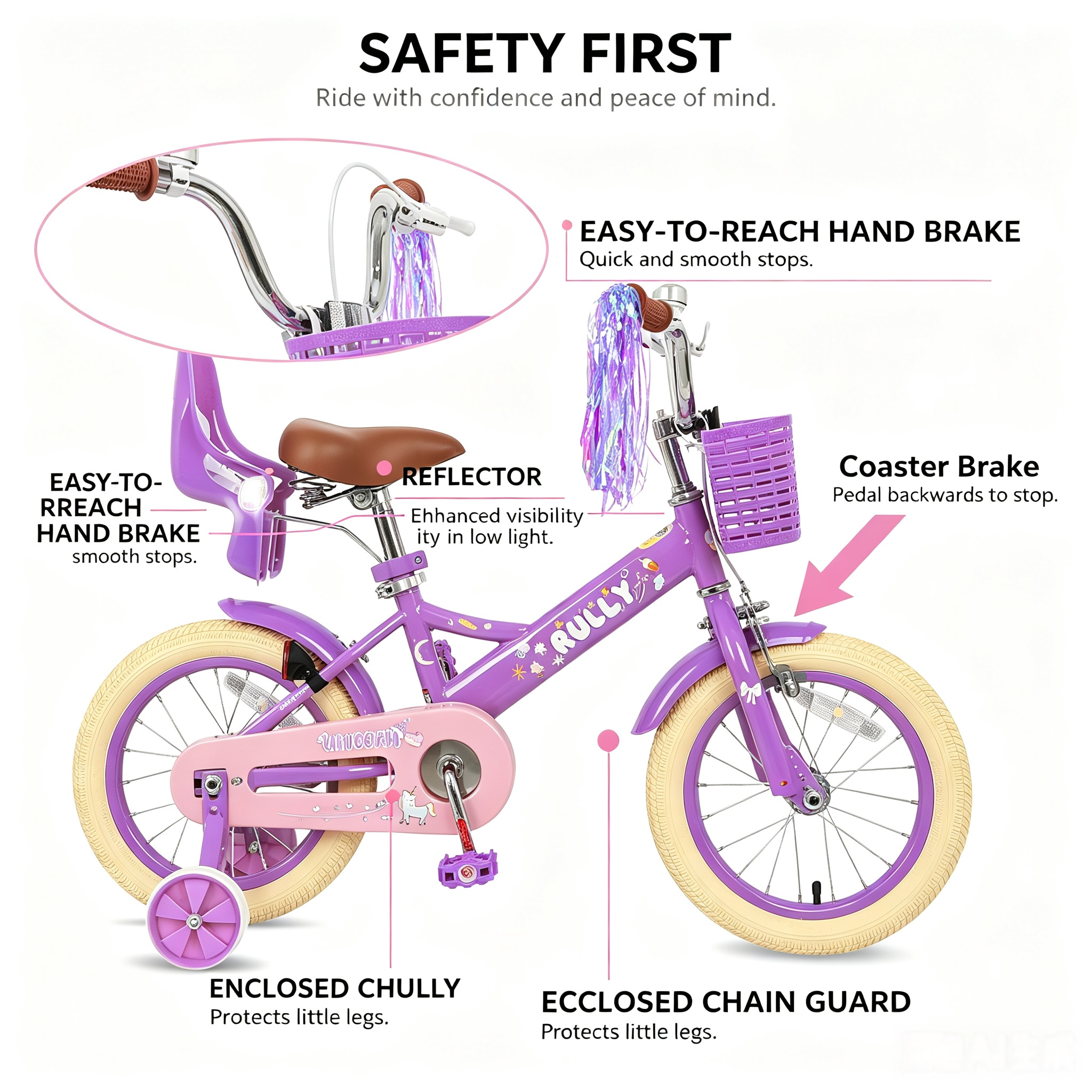 Rully Princess Kids Bike, Purple