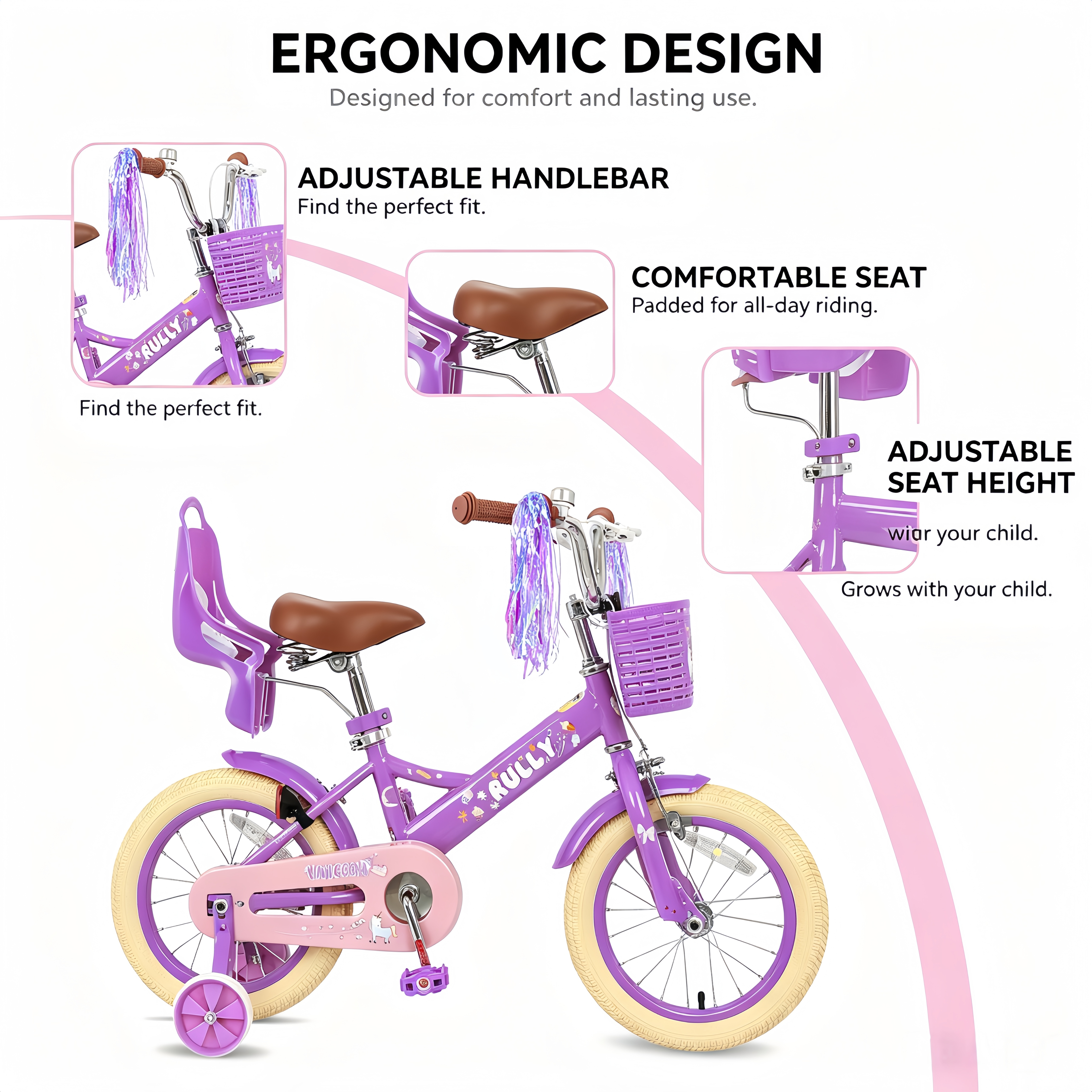 Rully Princess Kids Bike, Purple