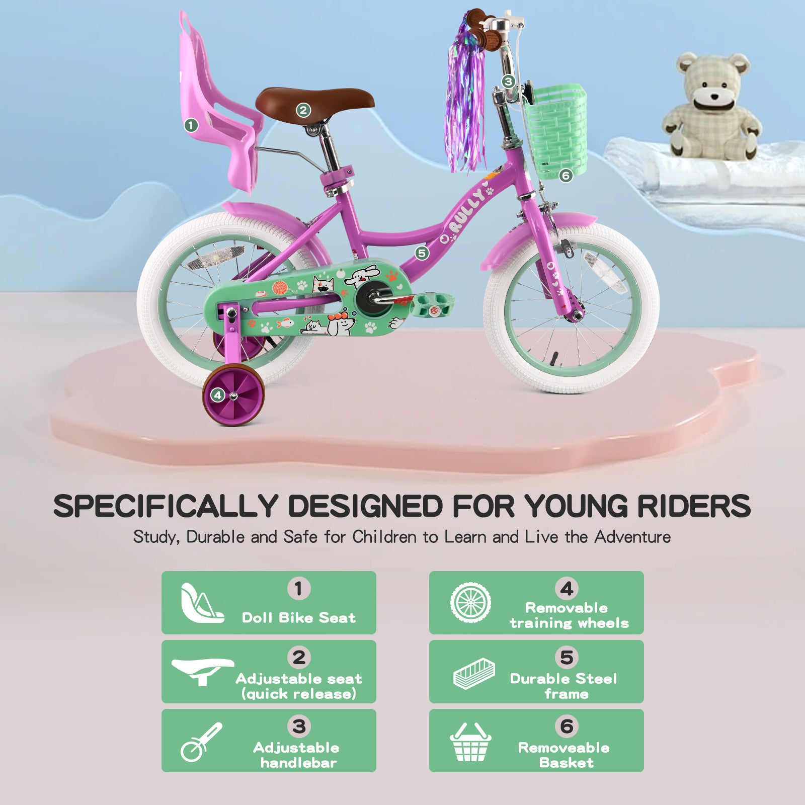Rully Puppy Kinderfahrrad, Lila 