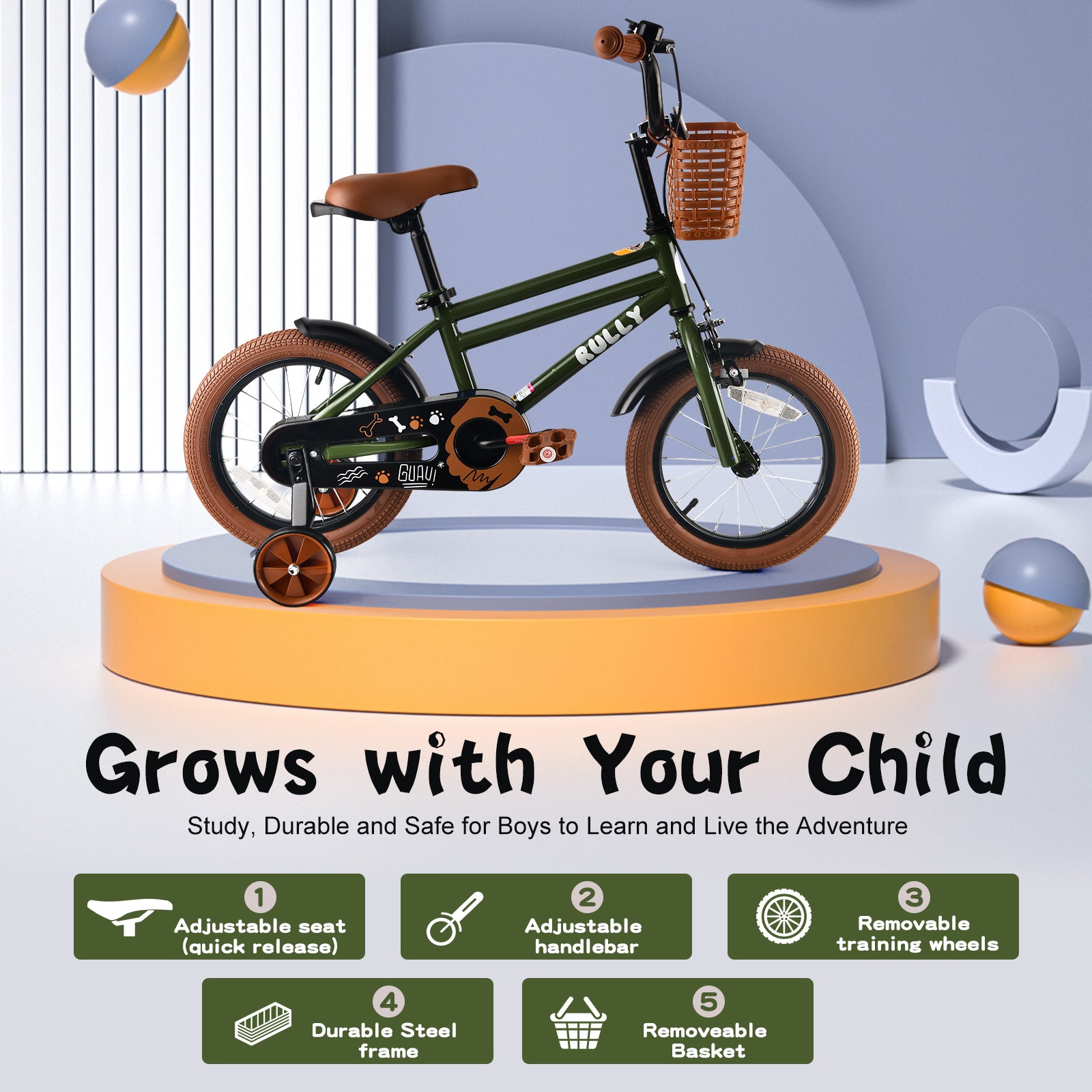 Rully Puppy Kinderfahrrad, Grün 