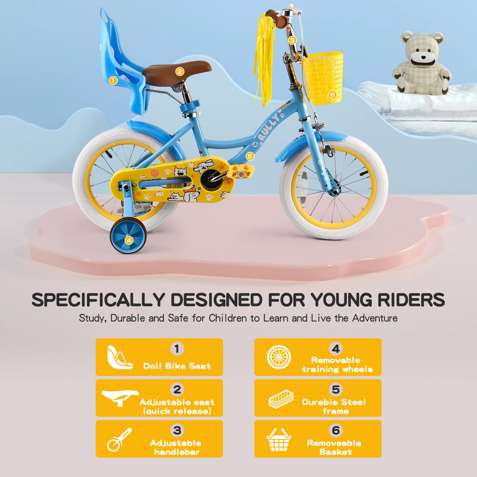 Rully Puppy Kinderfahrrad, Blau 
