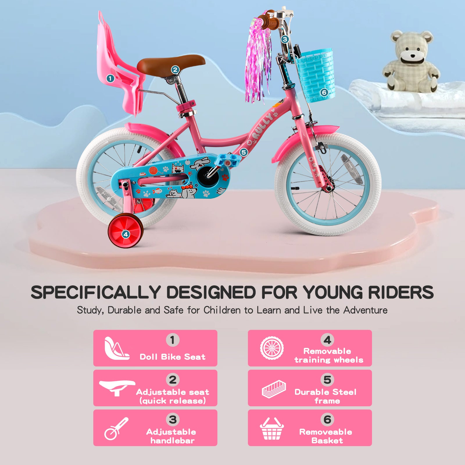 Rully Puppy Kinderfahrrad, Pink 