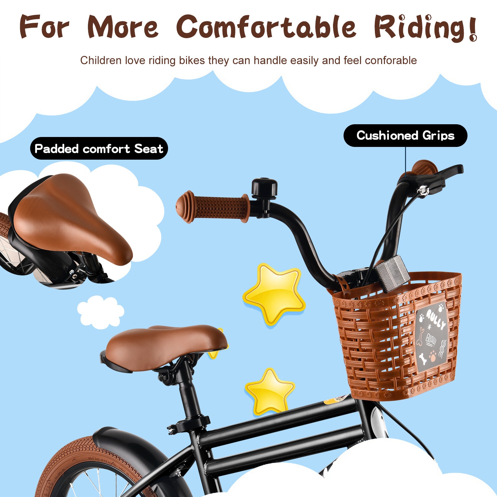 Rully Puppy Kinderfahrrad, Schwarz 