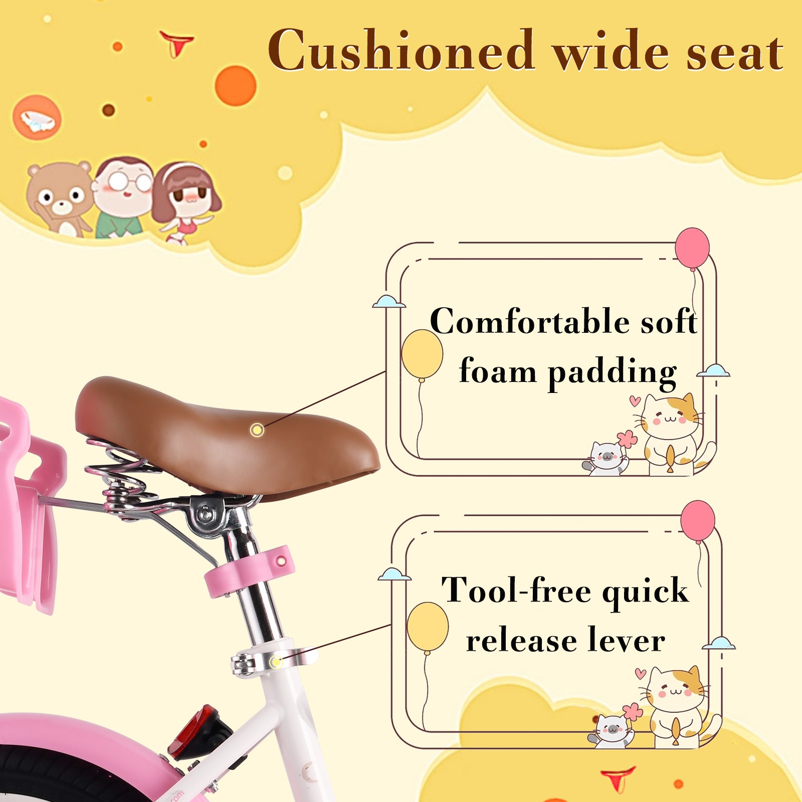 Rully Princess Kids Bike for 2-7 Years with Training Wheels & Front Handbrake