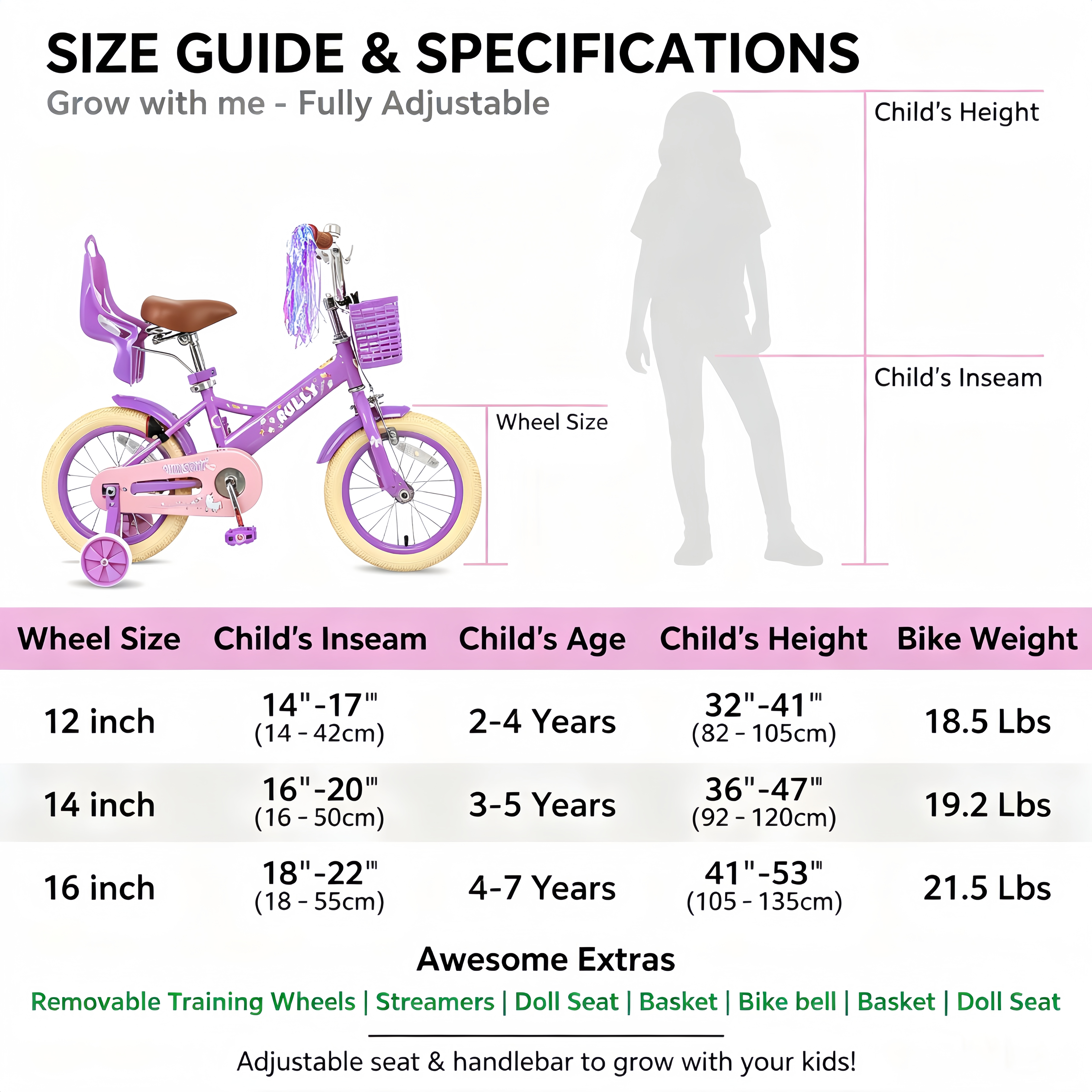 Rully Princess Kids Bike, Purple
