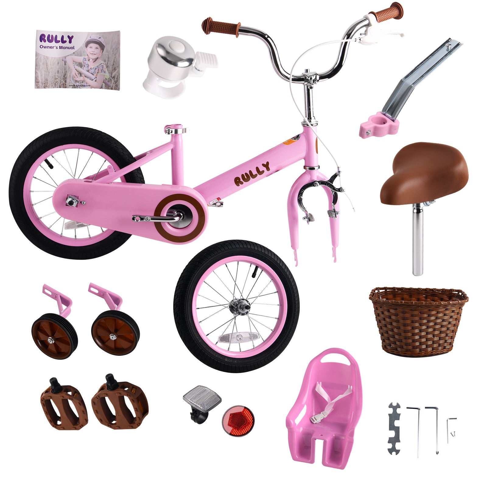 RULLY Retro Kids Bike for 2-7 Years with Training Wheels & Front Handbrake