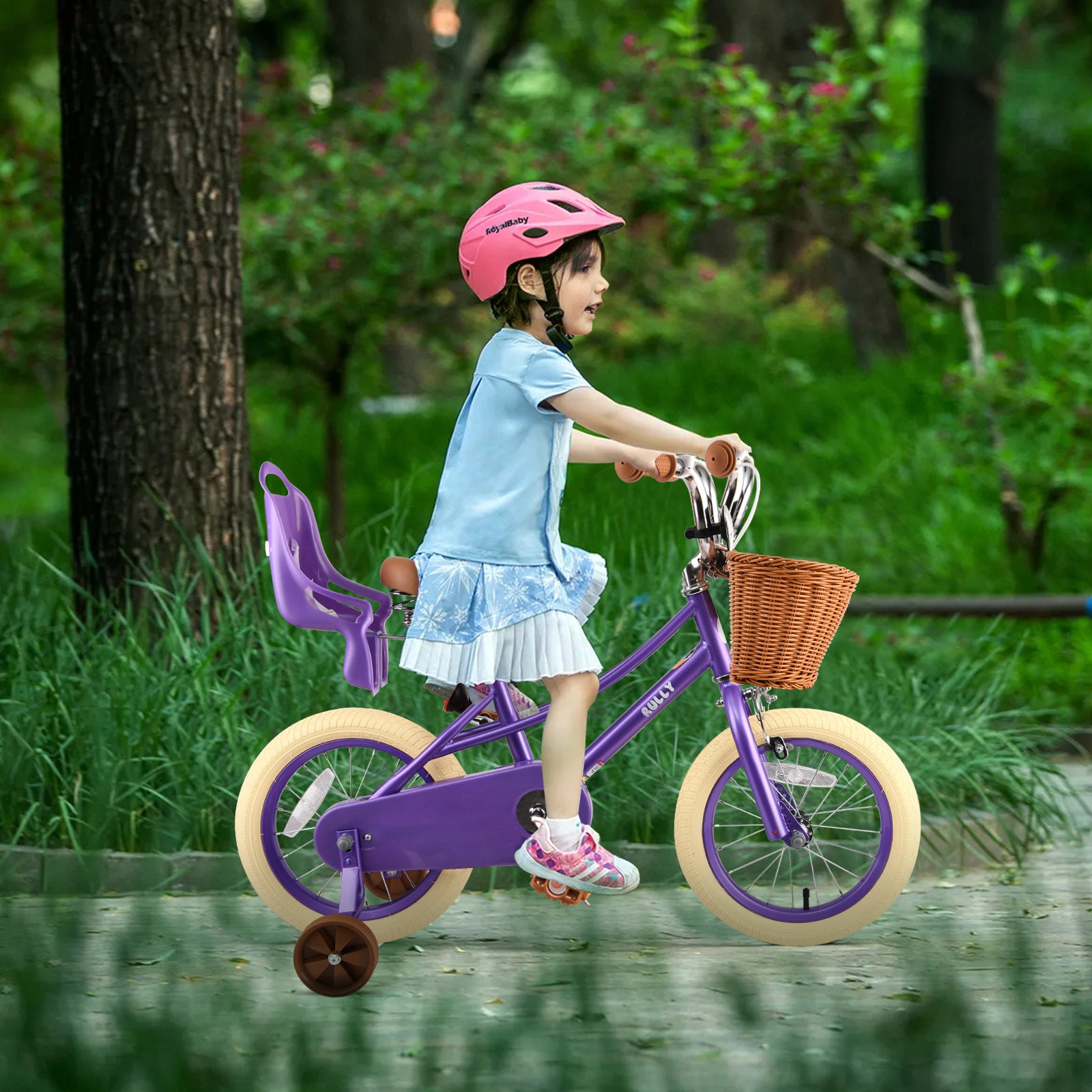 RULLY DONNA KIDS BIKE FOR 2-7 YEARS WITH TRAINING WHEELS & FRONT HANDBRAKE