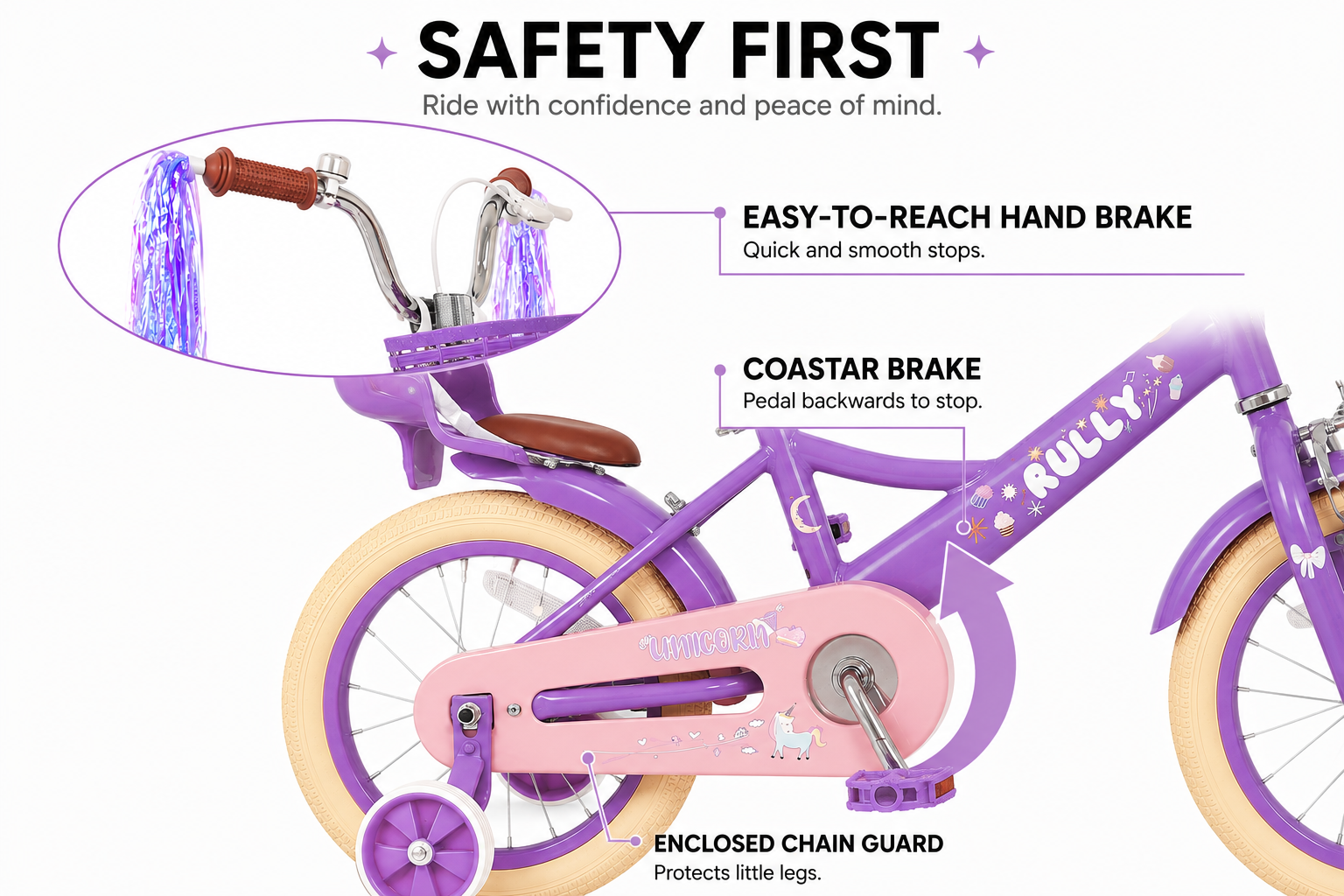 Rully Princess Kids Bike, Purple
