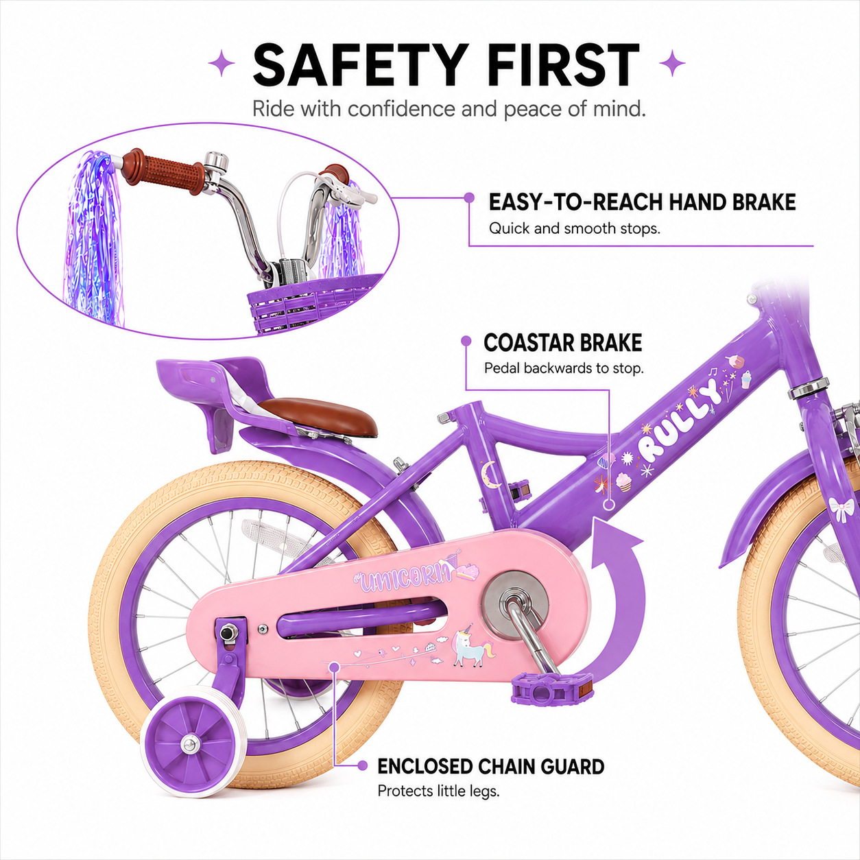 Rully Princess Kids Bike, Purple